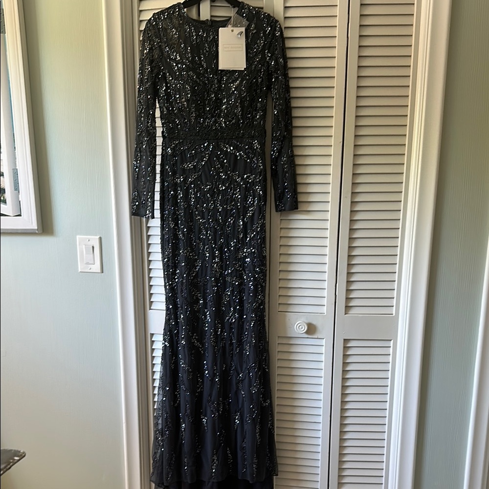 Mac Duggal Elegant Blue Sequin Evening Gown